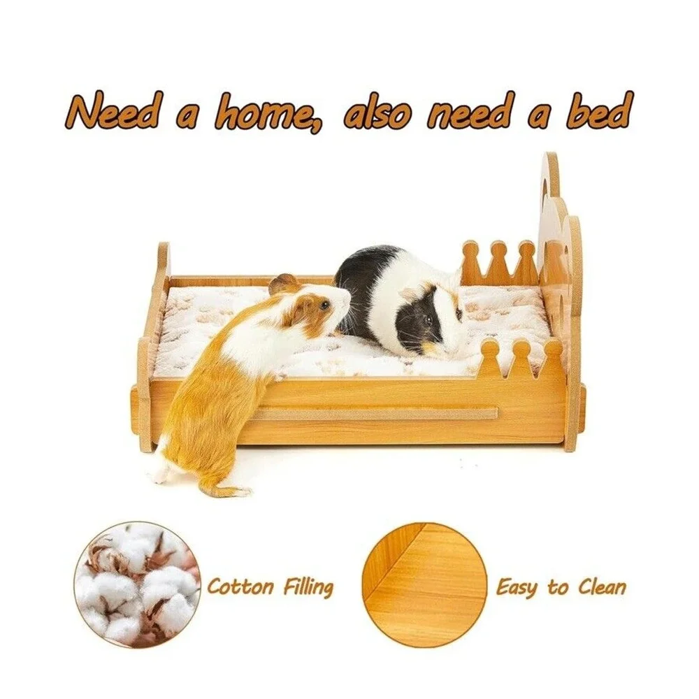 Large Guinea Pig Bed Frame with Mat, Soft Fleece Small Animal Bed for Cage